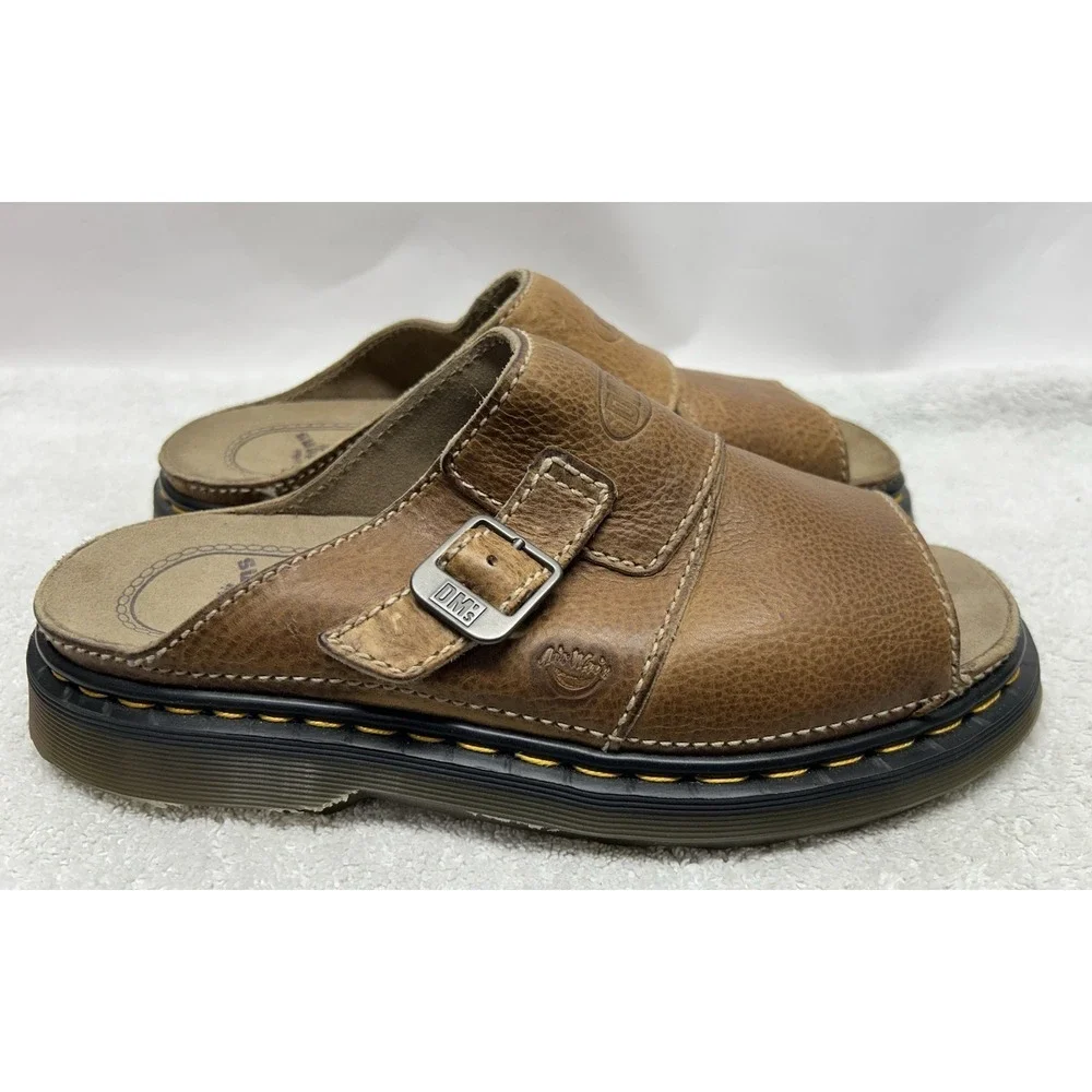 Dr Martens Mens Size 11 Brown Leather Peanut Strap Vintage England Sandals